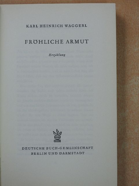 Karl Heinrich Waggerl - Fröhliche Armut [antikvár]