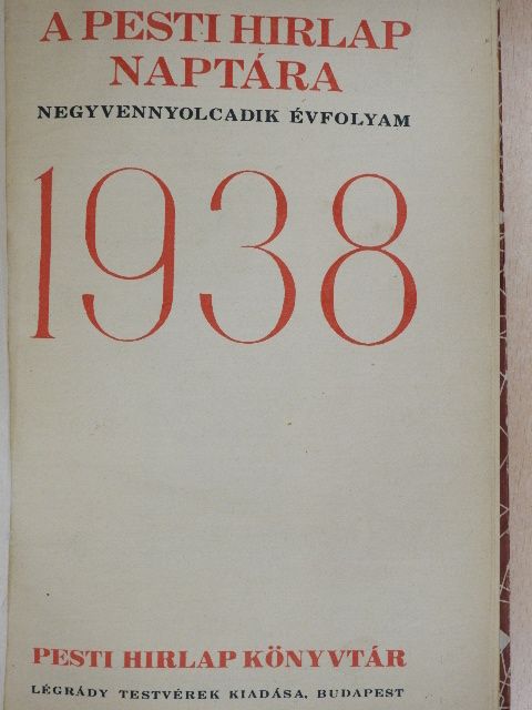 Babay József - Pesti Hirlap Naptára 1938 [antikvár]