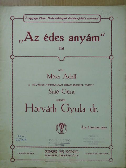 Dr. Horváth Gyula - "Az édes anyám" [antikvár]