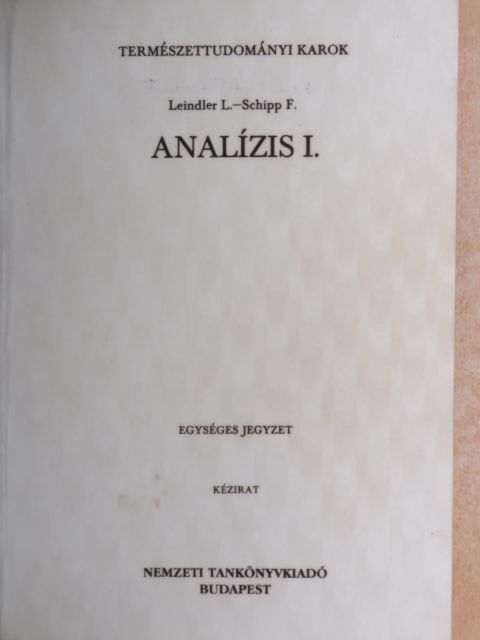 Leindler L. - Analízis I. [antikvár]
