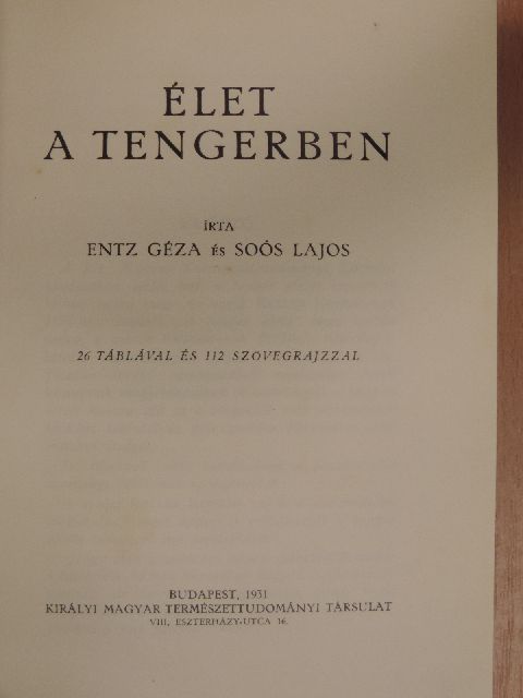 Entz Géza - Élet a tengerben [antikvár]