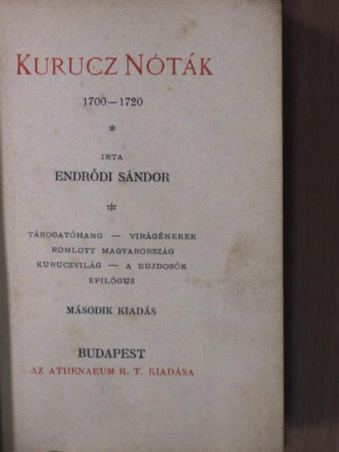 Endrődi Sándor - Kurucz Nóták [antikvár]