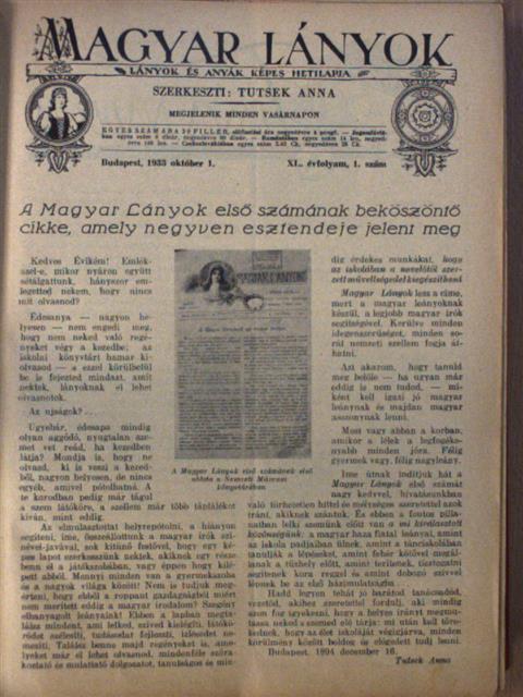 Kosáryné Réz Lola - Magyar Lányok 1933-1934. (nem teljes évfolyam) [antikvár]