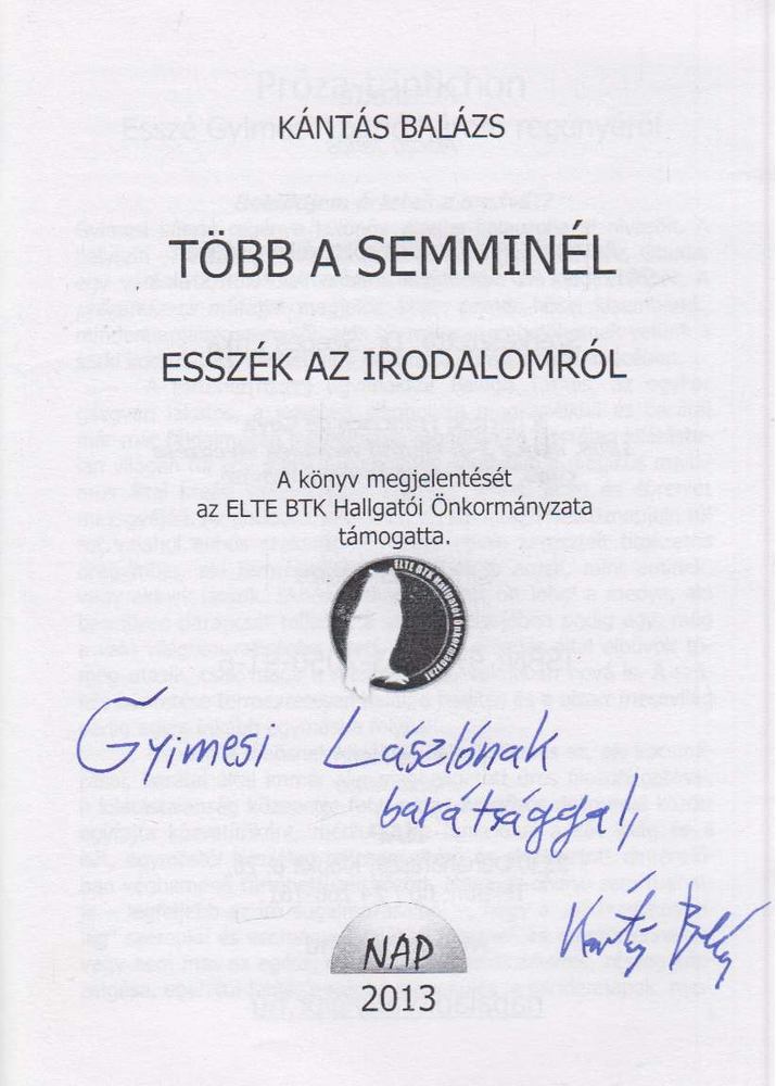 Kántás Balázs - Több a semminél (dedikált) [antikvár]