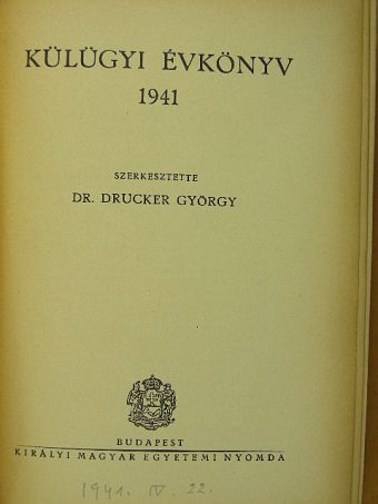 Dr. Balás Gábor - Külügyi Évkönyv 1941 [antikvár]