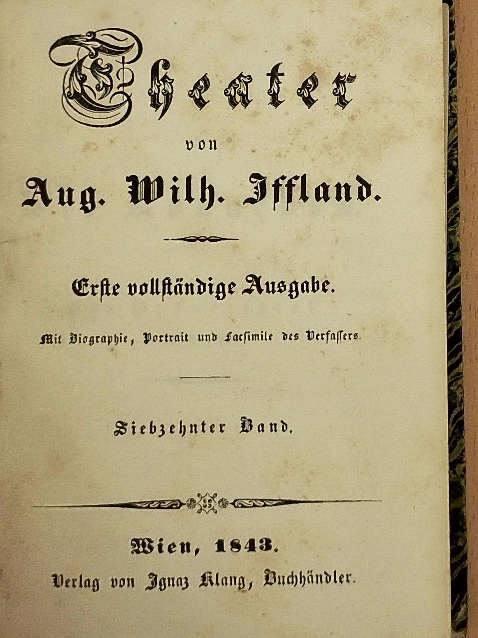 August Wilhelm Iffland - Theater 17. (gótbetűs) [antikvár]