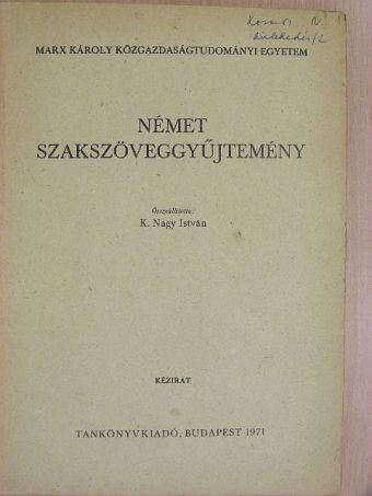 K. Nagy István - Német szakszöveggyűjtemény [antikvár]
