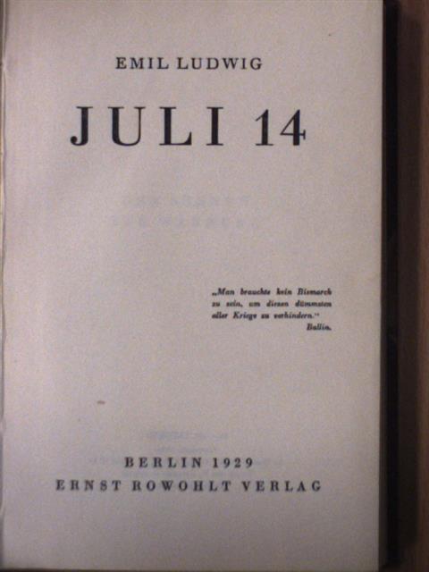 Emil Ludwig - Juli 14 [antikvár]