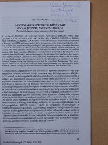 Kertész Balázs - Az Országos Széchényi Könyvtár MNy 64. jelzetű nyelvemlékéről (dedikált példány) [antikvár]