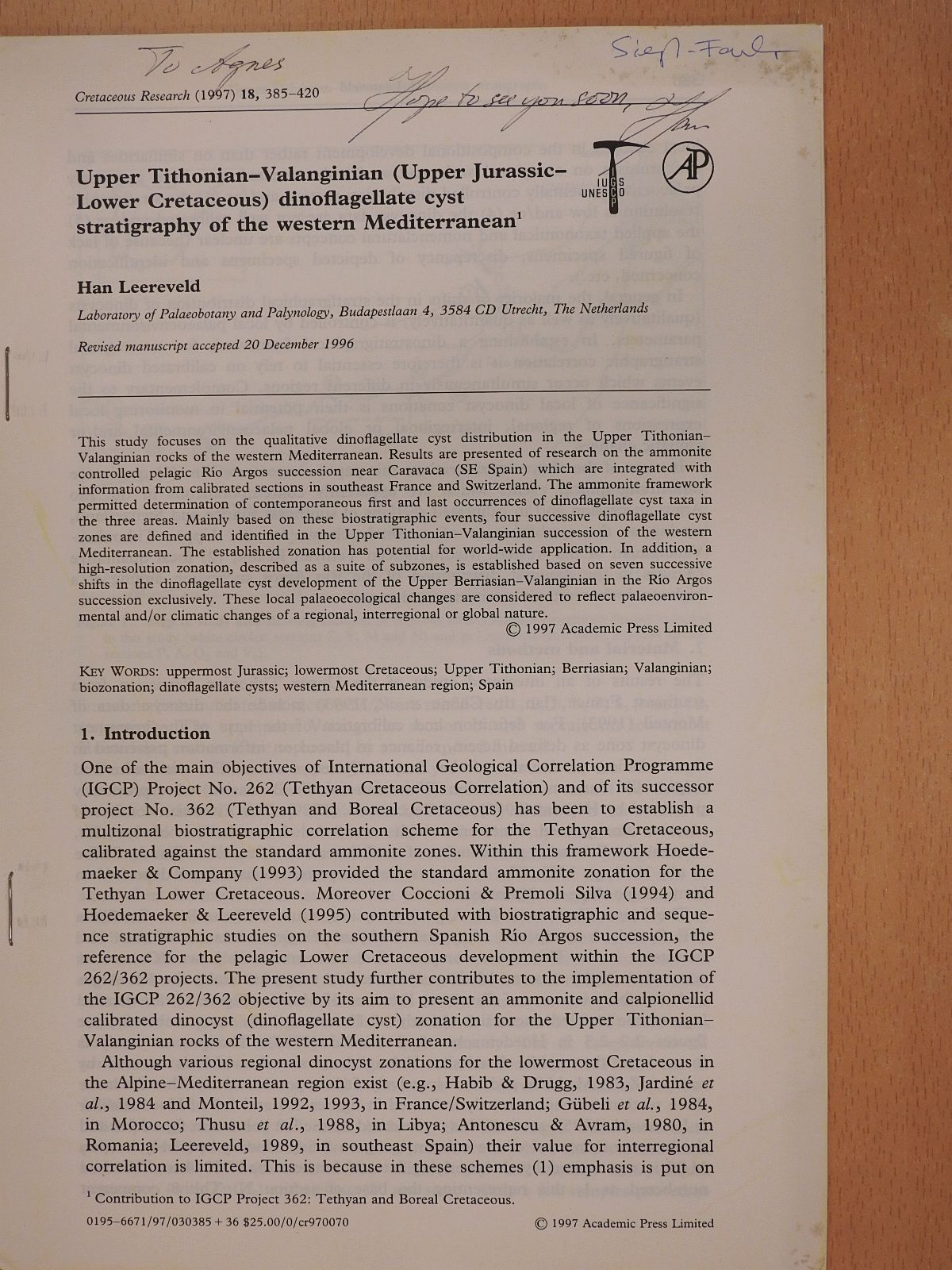 Han Leereveld - Upper Tithonian-Valanginian (Upper Jurassic-Lower Cretaceous) dinoflagellate cyst stratigraphy of the western Mediterranean (dedikált példány) [antikvár]