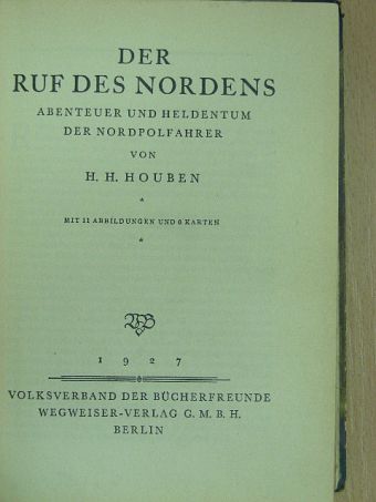 H. H. Houben - Der Ruf des Nordens [antikvár]