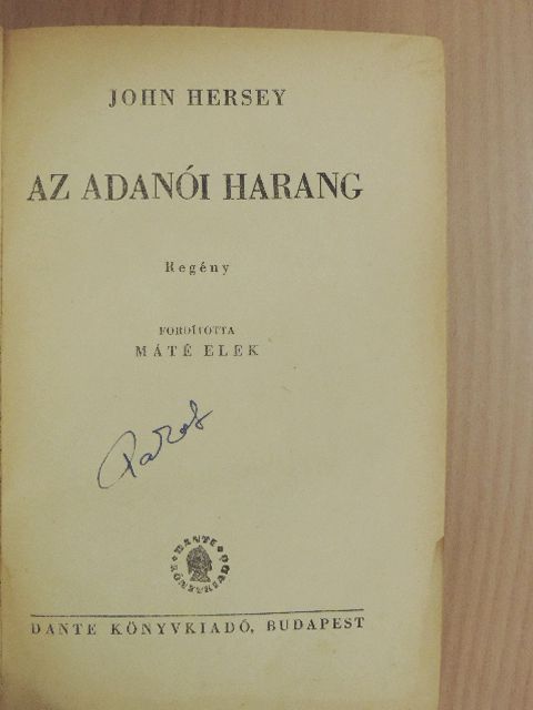 John Hersey - Az adanói harang [antikvár]