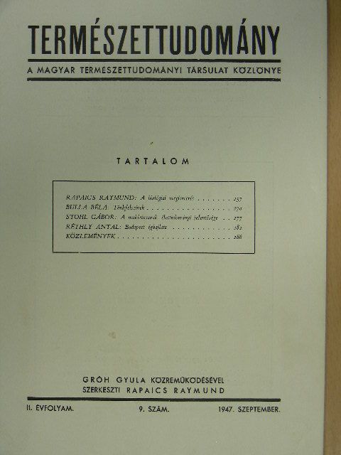 Bulla Béla - Természettudomány 1947. szeptember [antikvár]