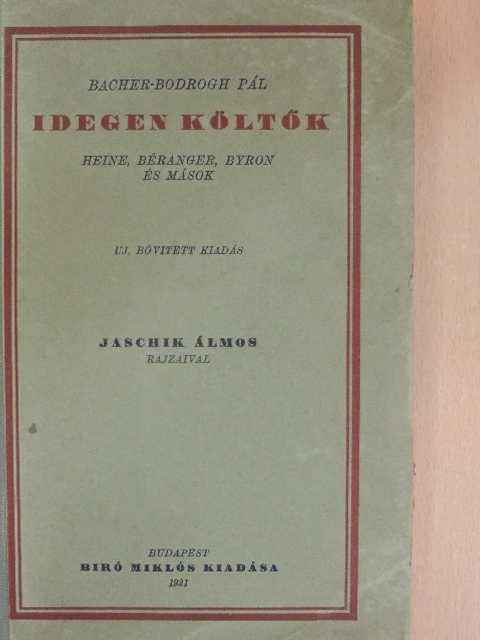 Bacher-Bodrogh Pál - Idegen költők [antikvár]