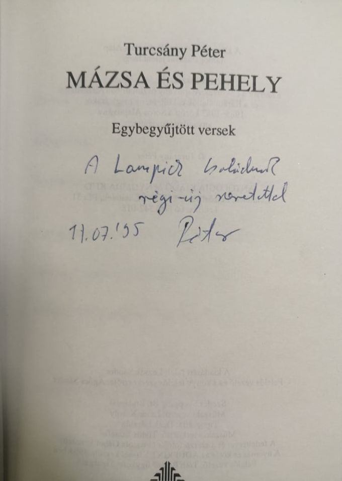 TURCSÁNY PÉTER - Mázsa és pehely (dedikált) [antikvár]