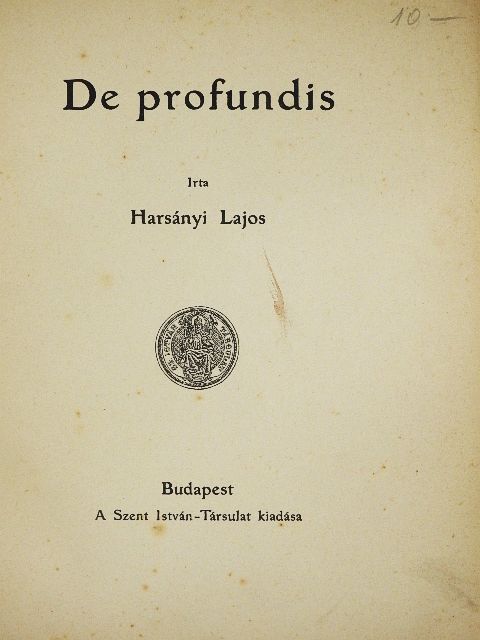 Harsányi Lajos - De profundis [antikvár]