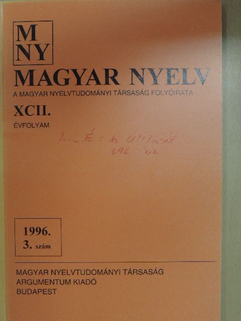 B. Lőrinczy Éva - Magyar Nyelv 1996. szeptember [antikvár]