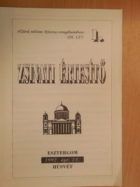 Dr. Erdő Péter - Zsinati értesítő 1992. ápr. 24. [antikvár]