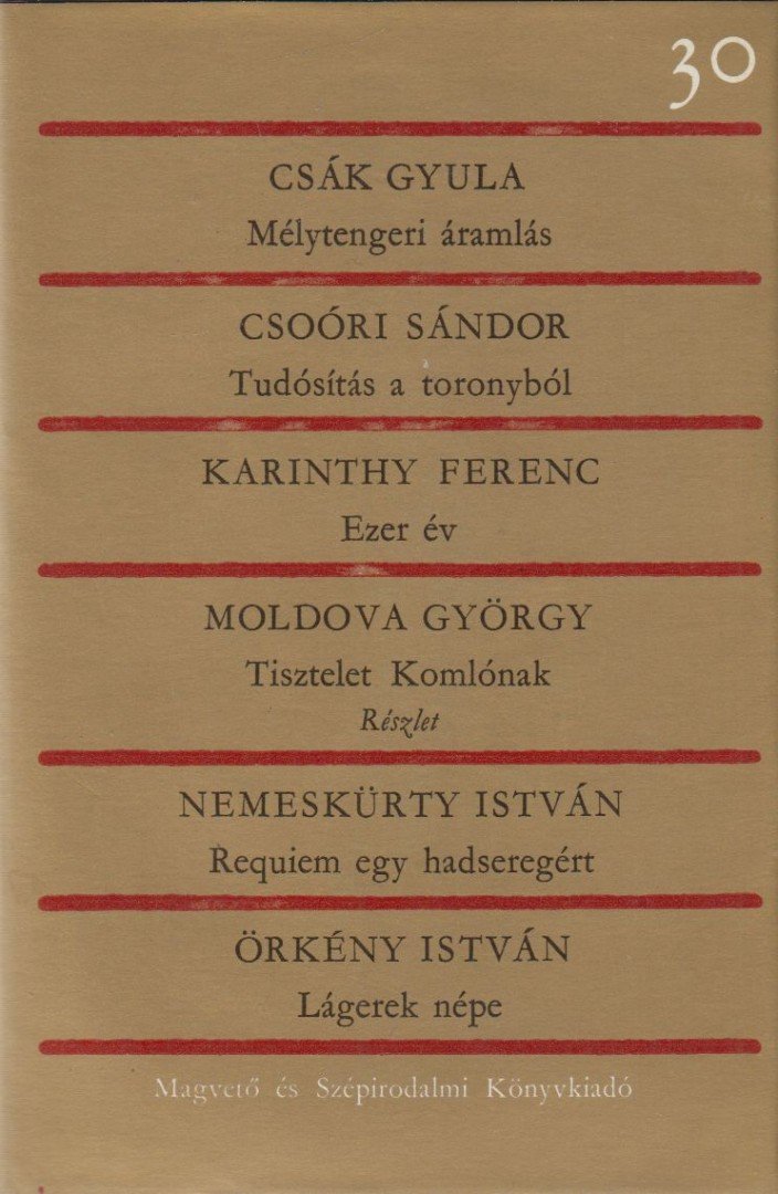 Csák Gyula, Örkény István, Karinthy Ferenc, Moldova György, Csoóri Sándor, Nemeskürty István - Mélytengeri áramlás / Tudósítás a toronyból / Ezer év / Tisztelet Komlónak / Requiem egy hadseregért / Lágerek népe [antikvár]