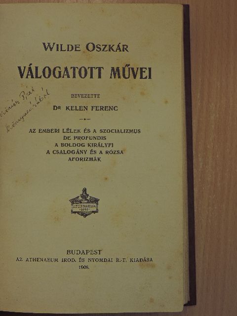 Wilde Oszkár - Wilde Oszkár válogatott művei [antikvár]