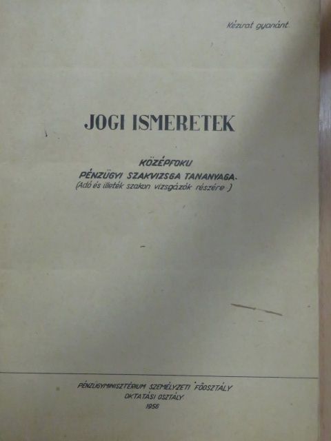 Adler Vilmos - Jogi ismeretek [antikvár]