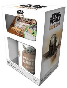 Ajándék szett - Star Wars Mandaloriai  - bögre (315 ml) - alátét - kulcstartó