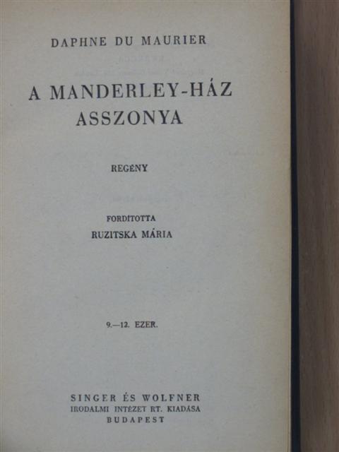 Daphne du Maurier - A Manderley-ház asszonya [antikvár]
