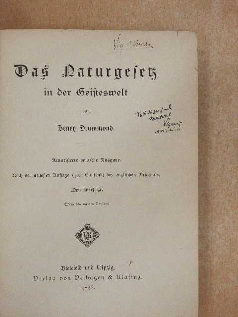 Henry Drummond - Das Naturgesetz in der Geisteswelt (gótbetűs) [antikvár]