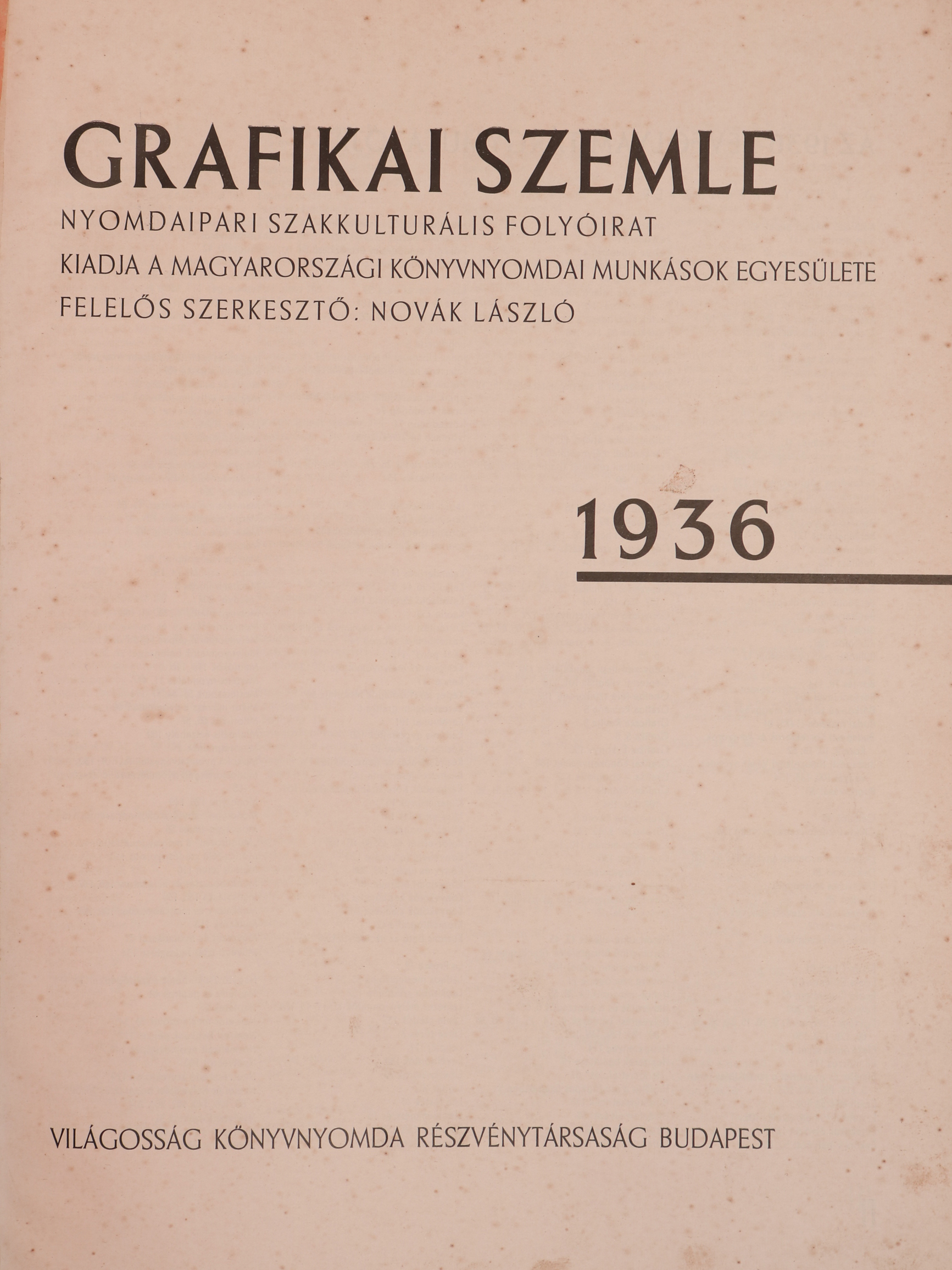 Bánhegyi Mátyás - Grafikai Szemle 1936-1939. (vegyes számok) (20 db) [antikvár]