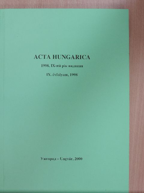 Dr. Jenei Teréz - Acta Hungarica 1998 [antikvár]