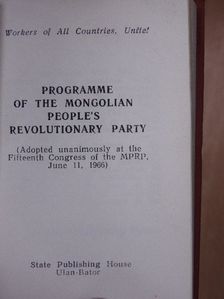 Programme of the Mongolian People's Revolutionary Party [antikvár]