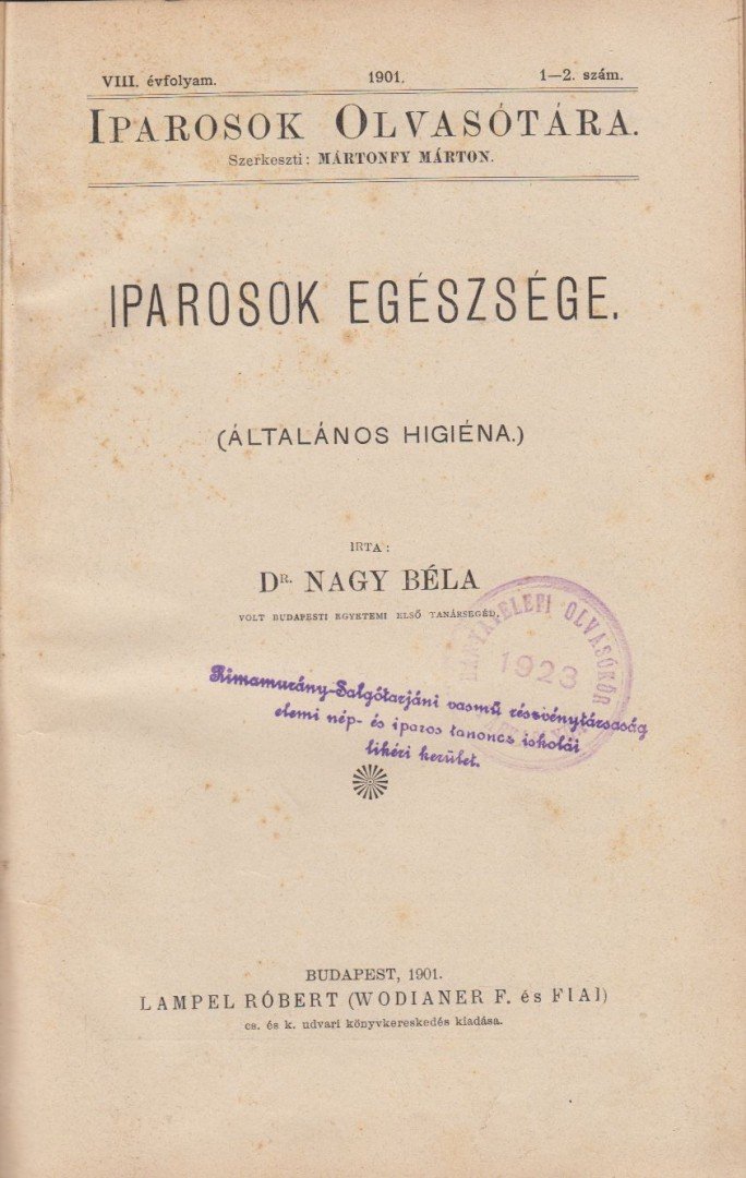 Mártonfy Márton - Iparosok Olvasótára 1901-1902. VIII. évfolyam 1-10. szám [antikvár]
