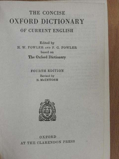 The Concise Oxford Dictionary of Current English [antikvár]