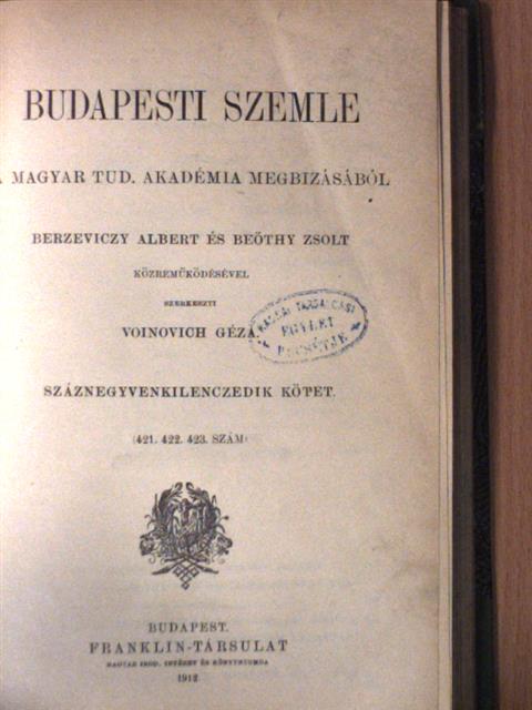 Bán Aladár - Budapesti Szemle 149. kötet 421-423. szám/150. kötet 424. szám [antikvár]
