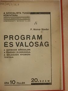 F. Molnár Sándor - Program és valóság [antikvár]