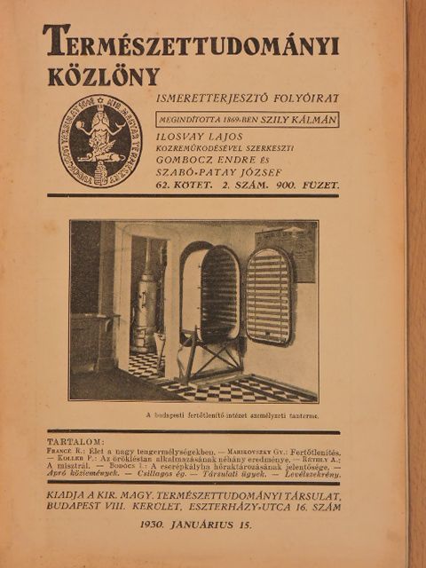 Bodócs I. - Természettudományi Közlöny 1930. januárius 15. [antikvár]