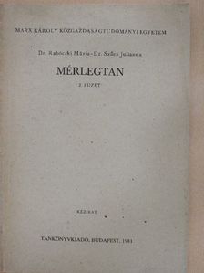 Dr. Rabóczki Mária - Mérlegtan 2. [antikvár]