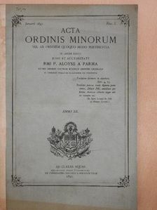 Acta Ordinis Minorum Januarii-Decembris 1893 [antikvár]