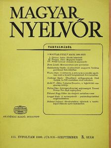 Balázs Géza - Magyar Nyelvőr 1989. július-szeptember [antikvár]