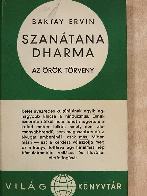 Dr. Baktay Ervin - Szanátana Dharma [antikvár]