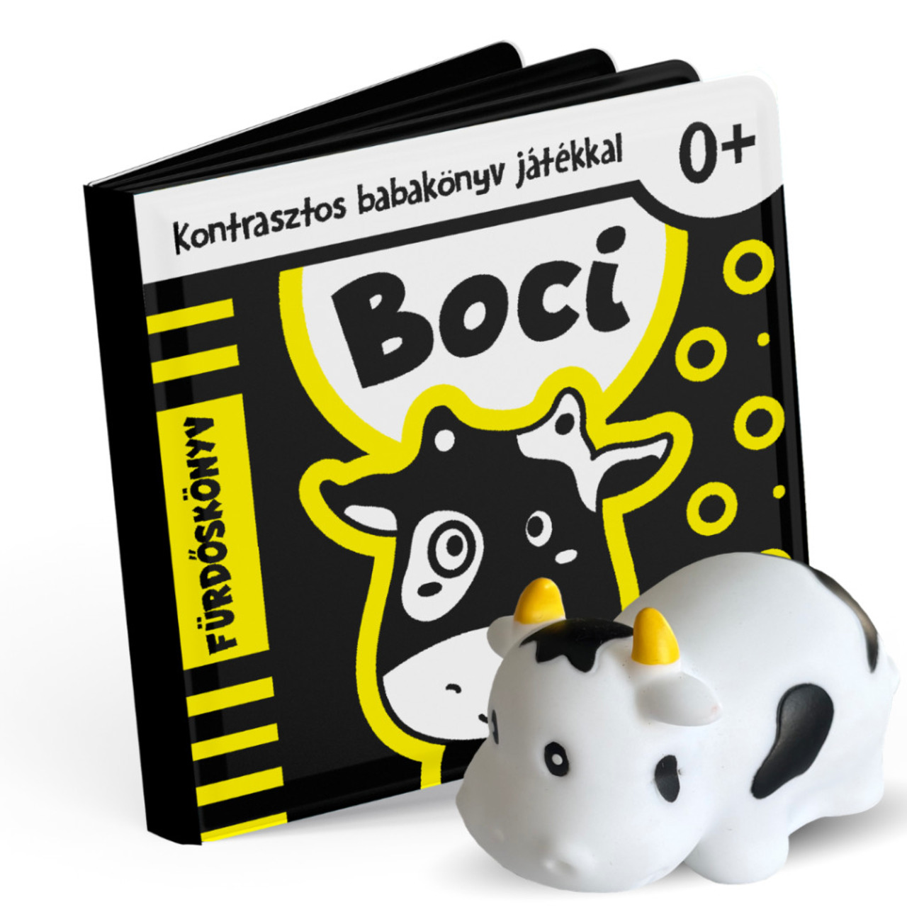 Boci kotrasztos fürdőskönyv játék figurával
