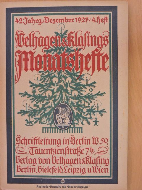 Bernhard Gunther - Velhagen & Klasings Monatshefte Dezember 1927. (gótbetűs) [antikvár]