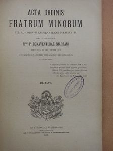 Acta Ordinis Fratrum Minorum Ianuarii-Decembris 1928 [antikvár]