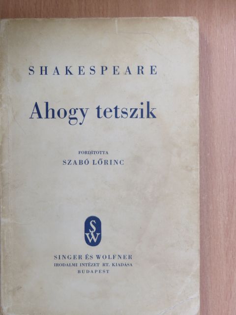 William Shakespeare - Ahogy tetszik [antikvár]