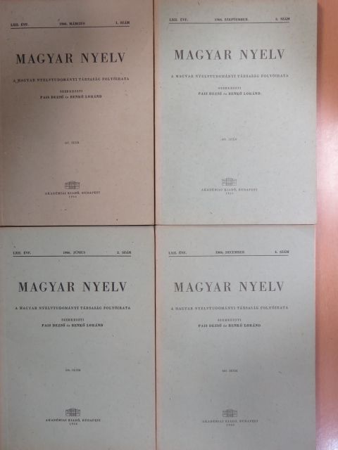 Dienes Erzsébet - Magyar Nyelv 1966/1-4. [antikvár]