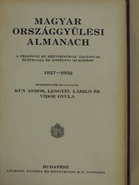 Magyar Országgyülési Almanach 1927-1932 [antikvár]