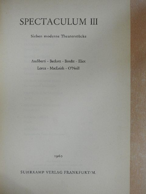 Archibald MacLeish - Spectaculum III. [antikvár]