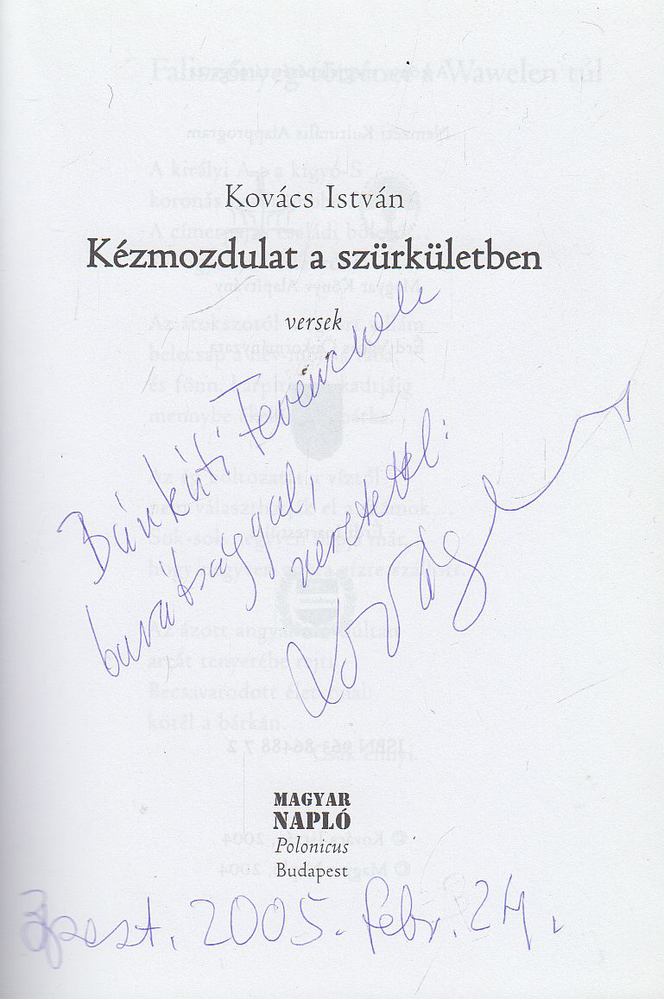 Kovács István - Kézmozdulat a szürkületben (dedikált) [antikvár]