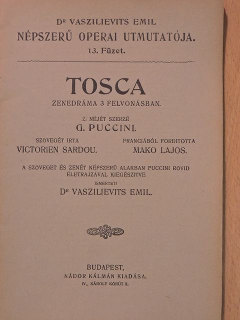 Puccini G. - Tosca [antikvár]