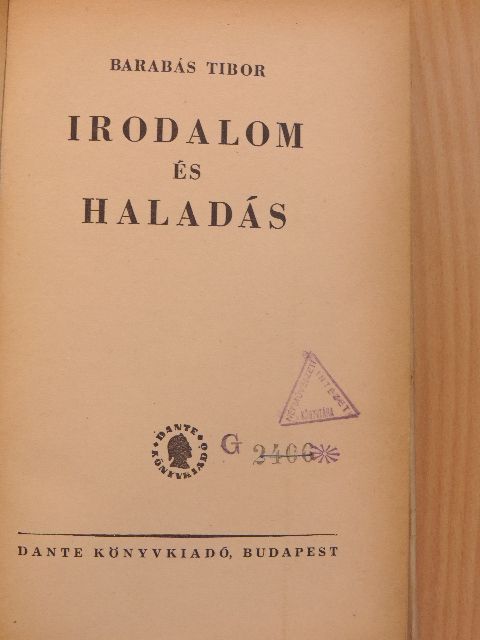 Barabás Tibor - Irodalom és haladás [antikvár]